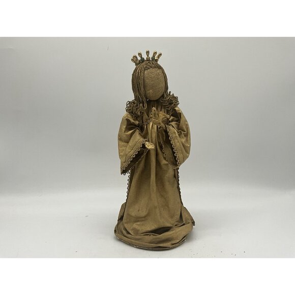 MCM Gold Angels Materials Starched and Hand Painted Antique Gold Set of 3 VTG - Picture 14 of 16